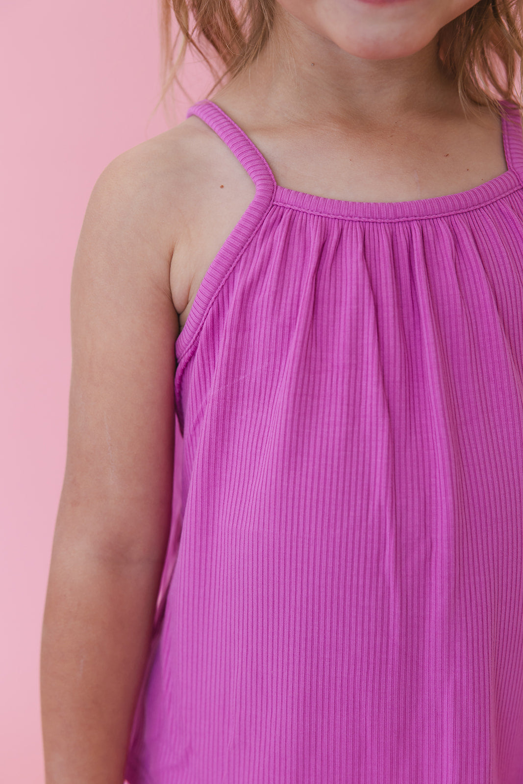 (SOLID, ribbed) Rainbow Royal - Tank Short Set Blush Lotus