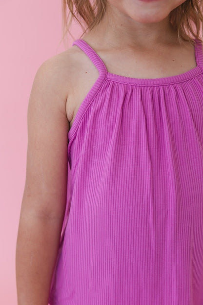 (SOLID, ribbed) Rainbow Royal - Tank Short Set Blush Lotus