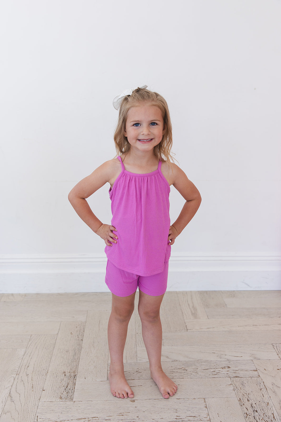 (SOLID, ribbed) Rainbow Royal - Tank Short Set Blush Lotus