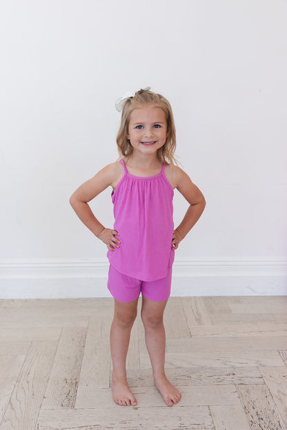 (SOLID, ribbed) Rainbow Royal - Tank Short Set Blush Lotus
