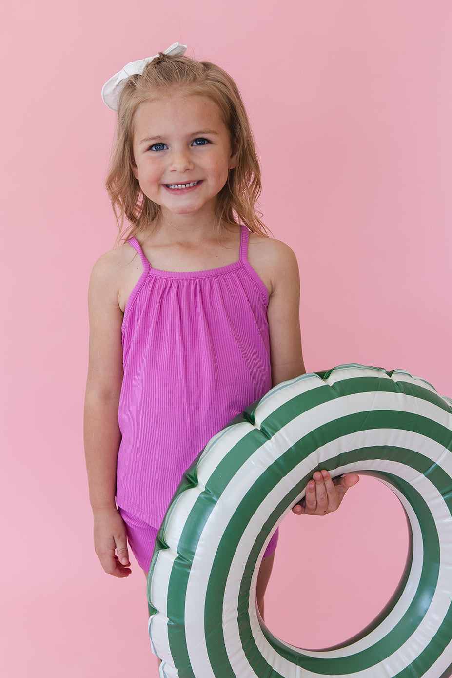 (SOLID, ribbed) Rainbow Royal - Tank Short Set Blush Lotus
