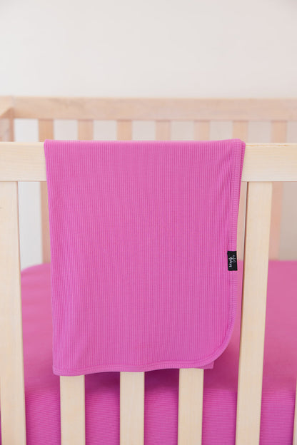 (SOLID, ribbed) Rainbow Royal - Lightweight Blanket Blush Lotus