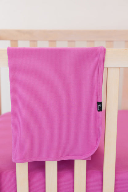 (SOLID, ribbed) Rainbow Royal - Lightweight Blanket Blush Lotus