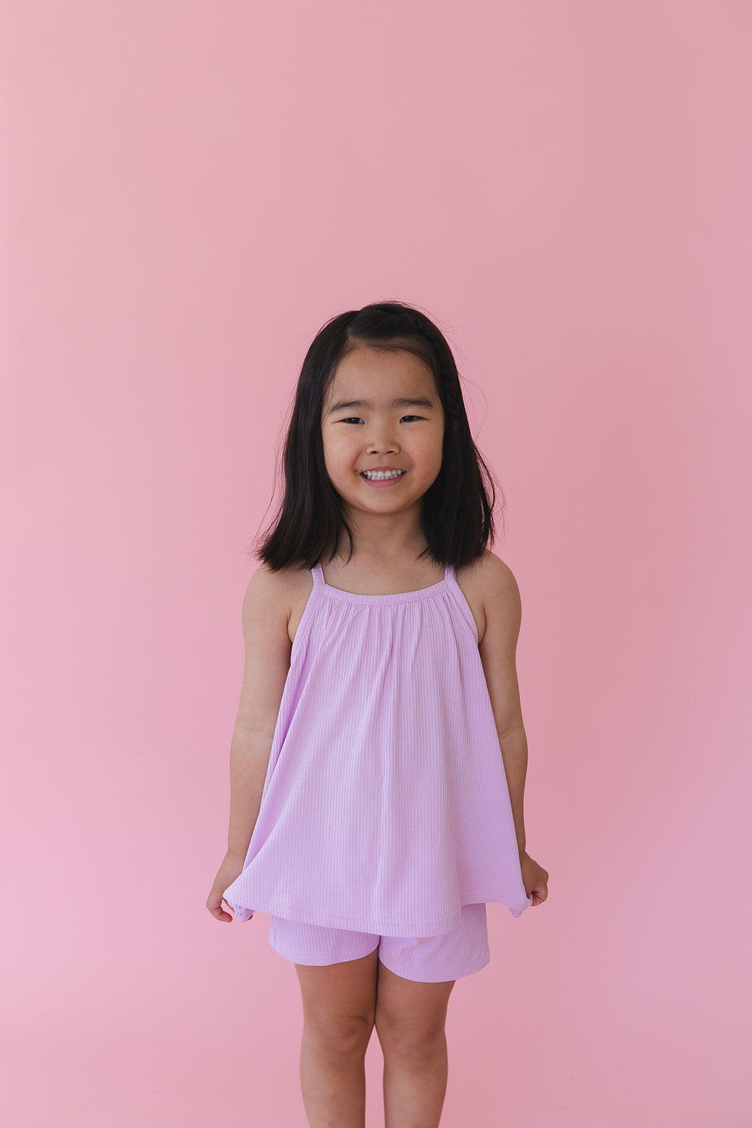 (SOLID, ribbed) Saltwater Princess - Tank Short Set Blush Lotus