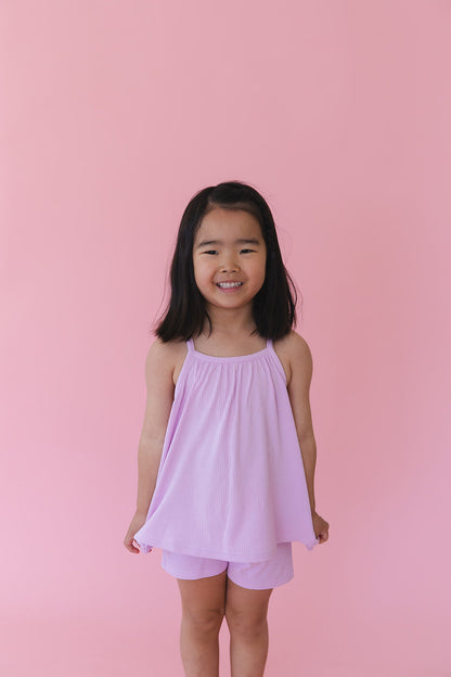 (SOLID, ribbed) Saltwater Princess - Tank Short Set Blush Lotus