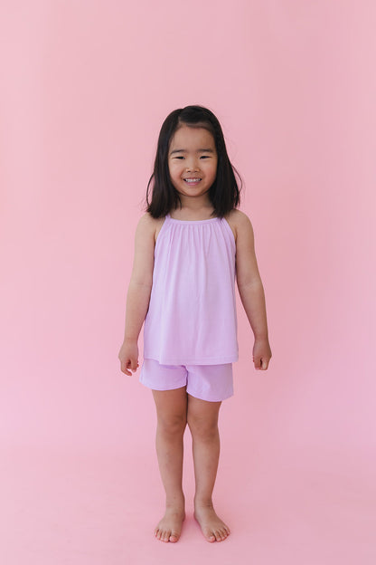 (SOLID, ribbed) Saltwater Princess - Tank Short Set Blush Lotus