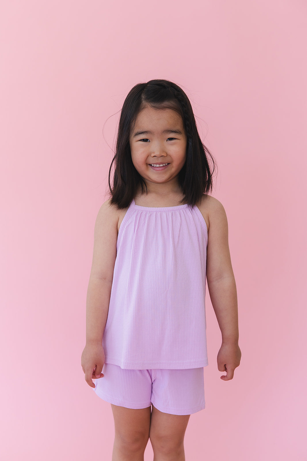 (SOLID, ribbed) Saltwater Princess - Tank Short Set Blush Lotus