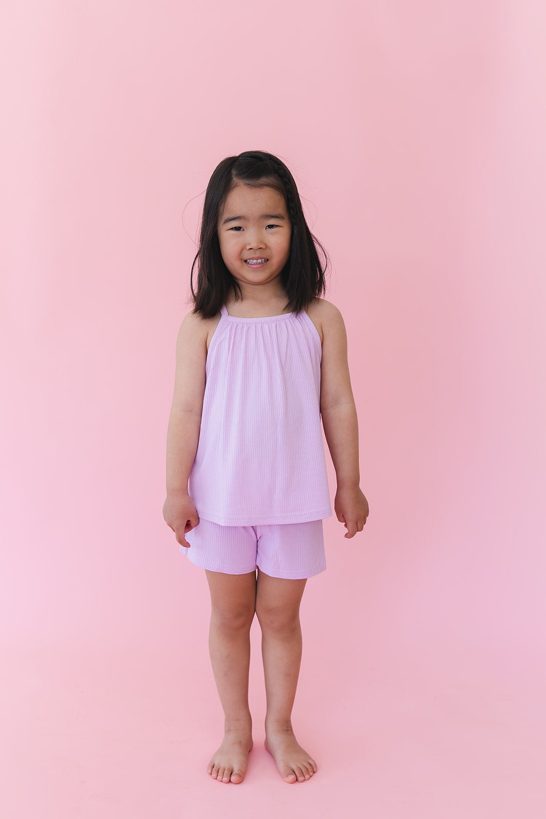 (SOLID, ribbed) Saltwater Princess - Tank Short Set Blush Lotus
