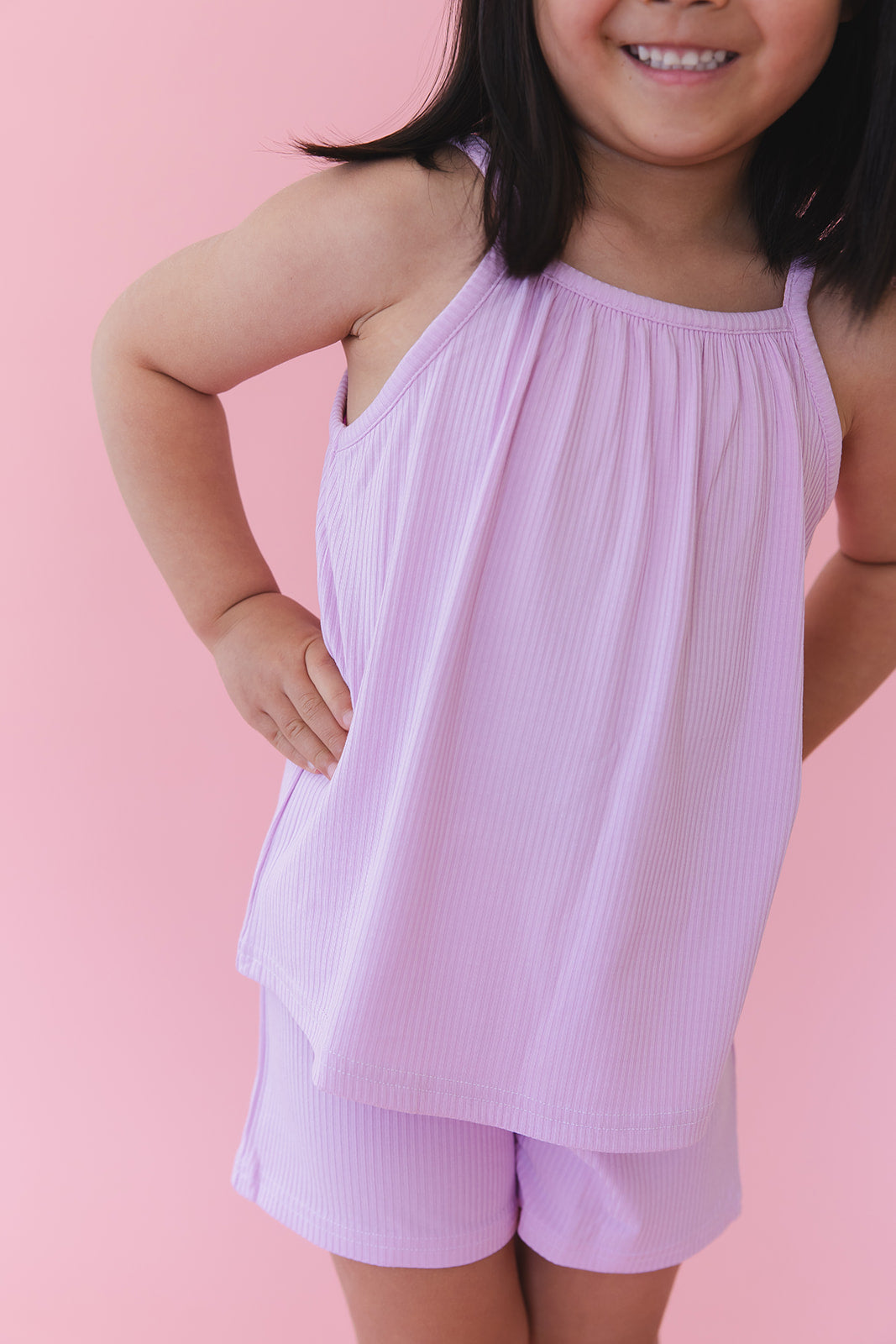 (SOLID, ribbed) Saltwater Princess - Tank Short Set Blush Lotus