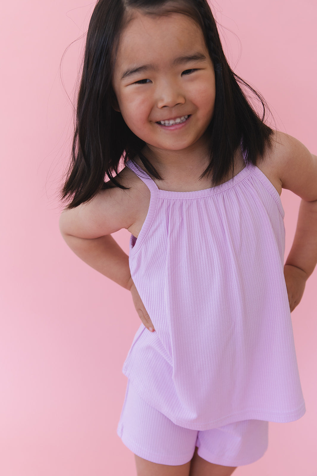 (SOLID, ribbed) Saltwater Princess - Tank Short Set Blush Lotus