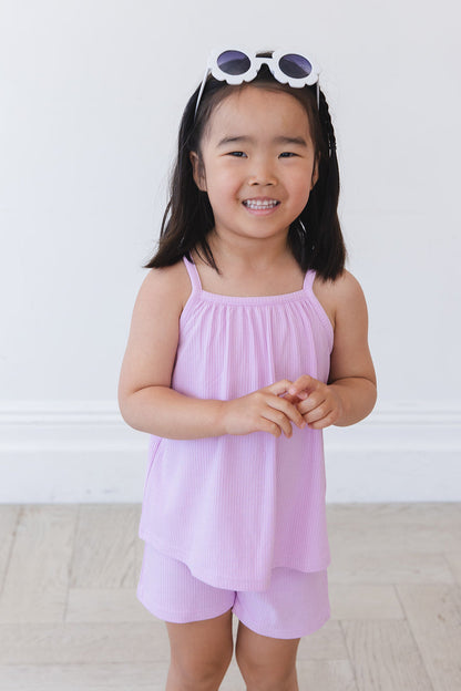 (SOLID, ribbed) Saltwater Princess - Tank Short Set Blush Lotus