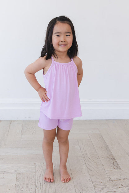 (SOLID, ribbed) Saltwater Princess - Tank Short Set Blush Lotus