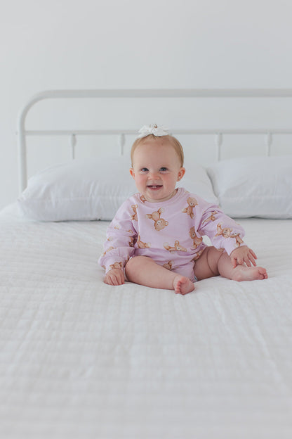 Teddy - Cloud Terry Bubble Romper Blush Lotus