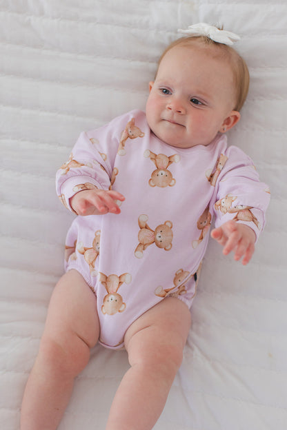Teddy - Cloud Terry Bubble Romper Blush Lotus