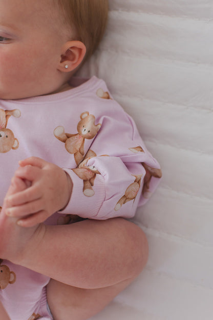 Teddy - Cloud Terry Bubble Romper Blush Lotus