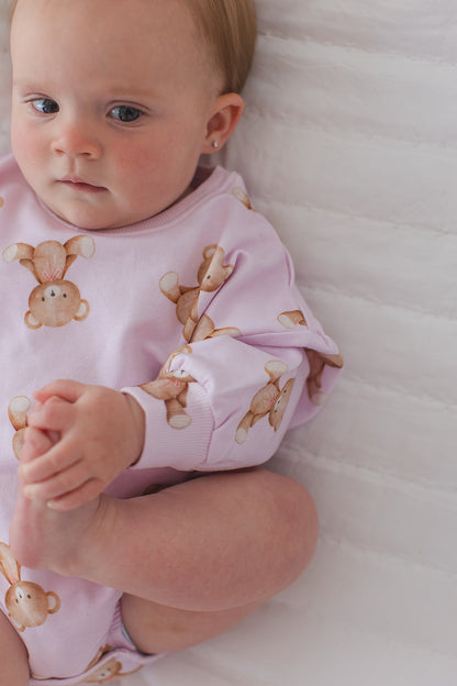 Teddy - Cloud Terry Bubble Romper Blush Lotus