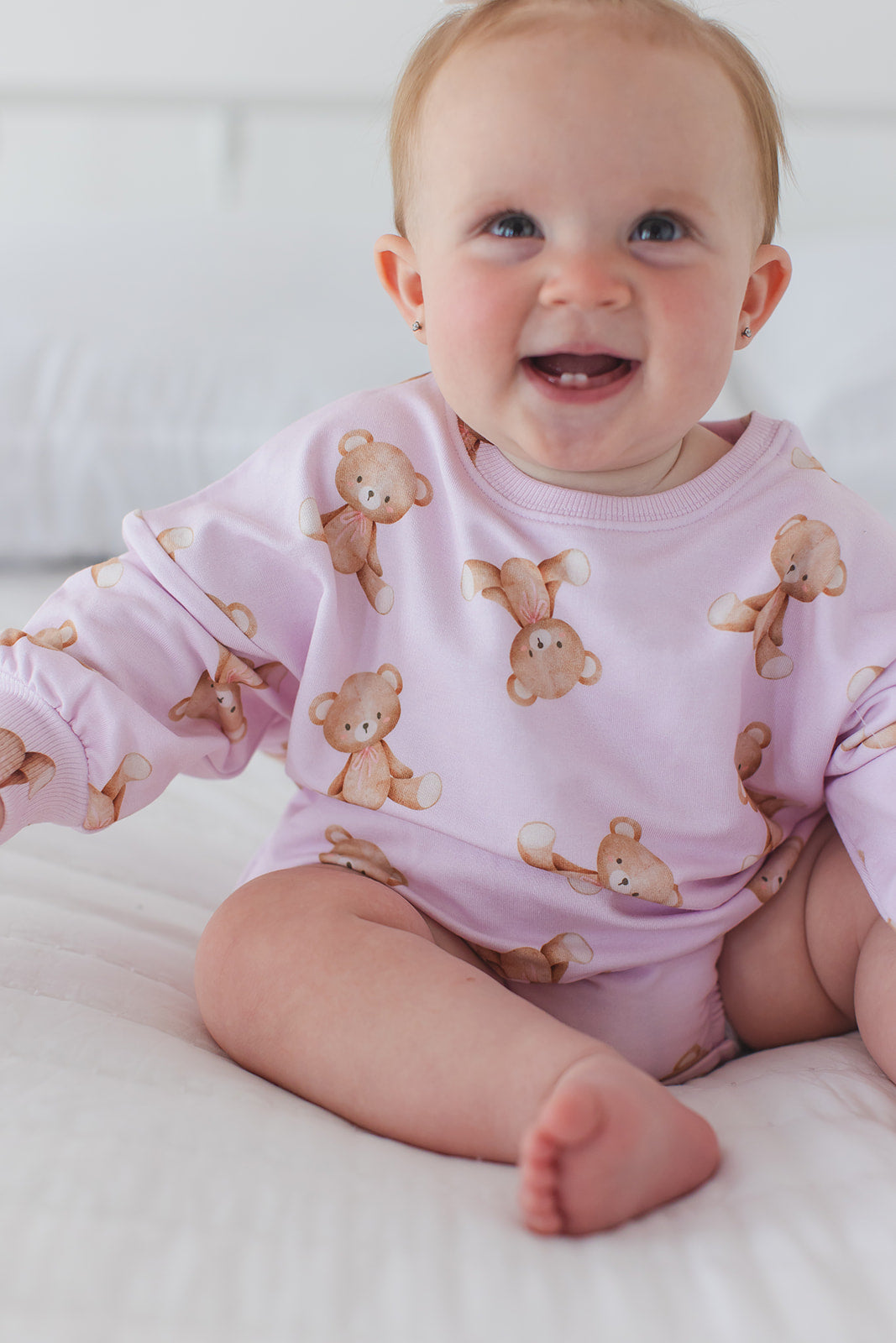 Teddy - Cloud Terry Bubble Romper Blush Lotus
