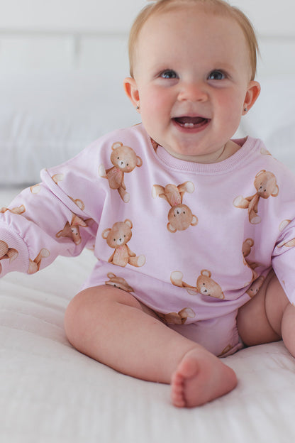 Teddy - Cloud Terry Bubble Romper Blush Lotus