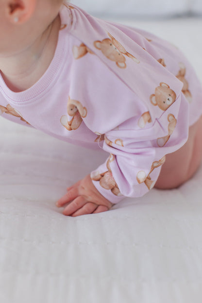 Teddy - Cloud Terry Bubble Romper Blush Lotus