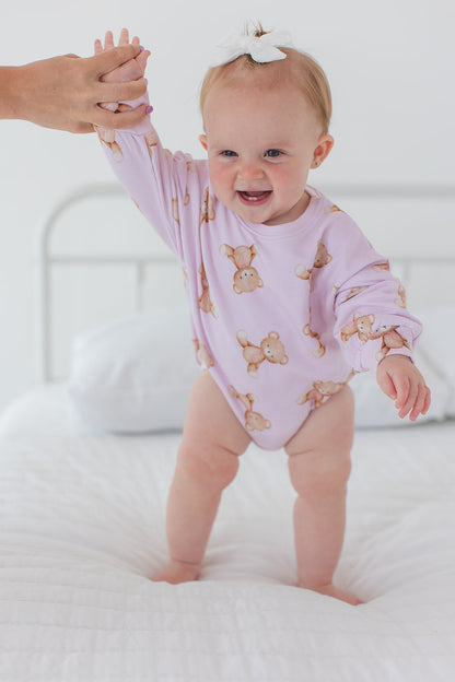 Teddy - Cloud Terry Bubble Romper Blush Lotus