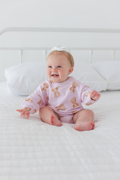 Teddy - Cloud Terry Bubble Romper Blush Lotus