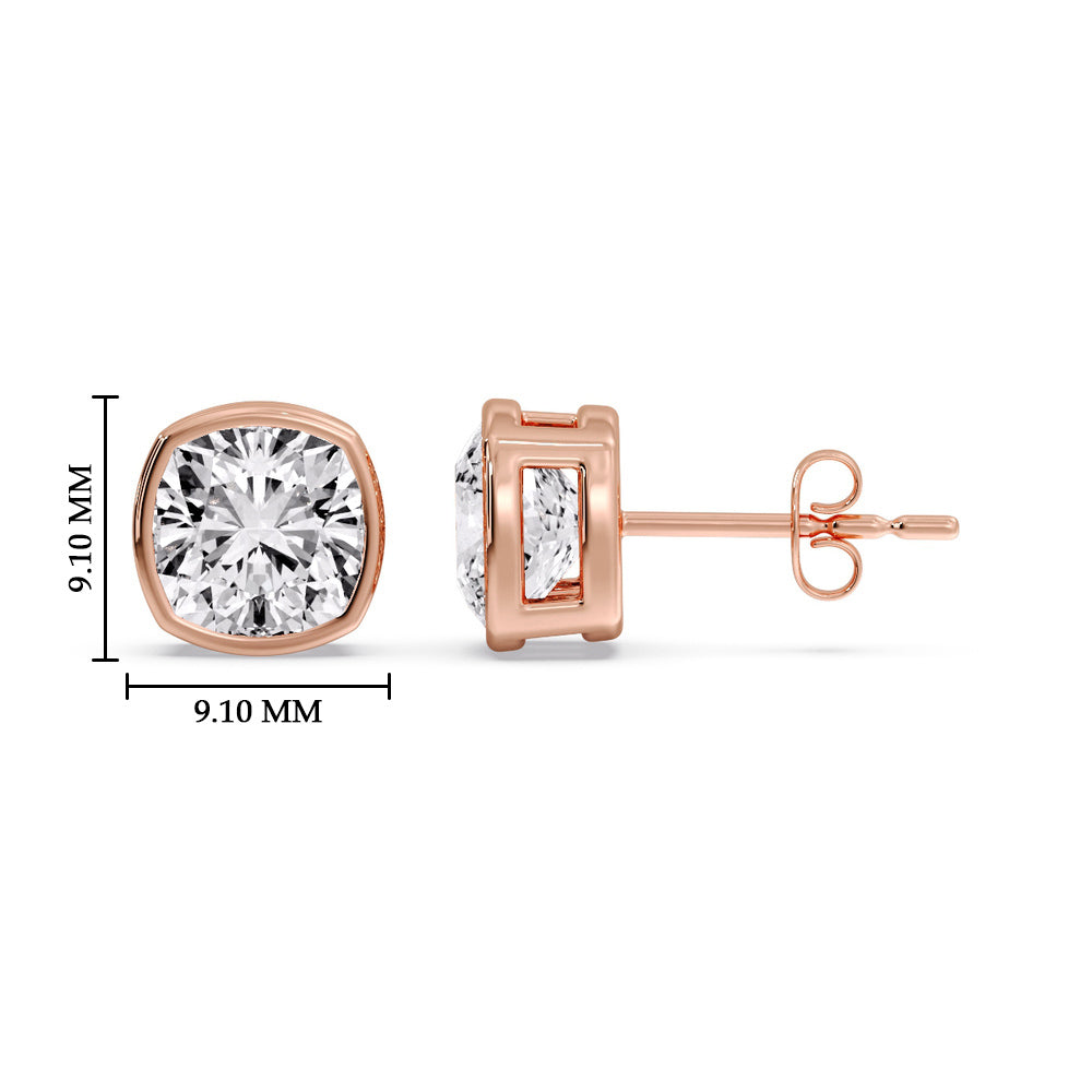 Bezel Set Cushion Diamond Stud Earrings Fascinating Diamonds