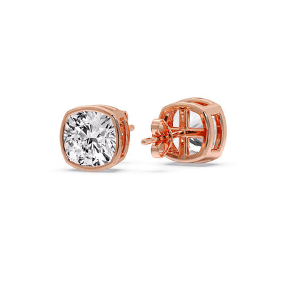 Bezel Set Cushion Diamond Stud Earrings Fascinating Diamonds