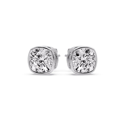Bezel Set Cushion Diamond Stud Earrings Fascinating Diamonds