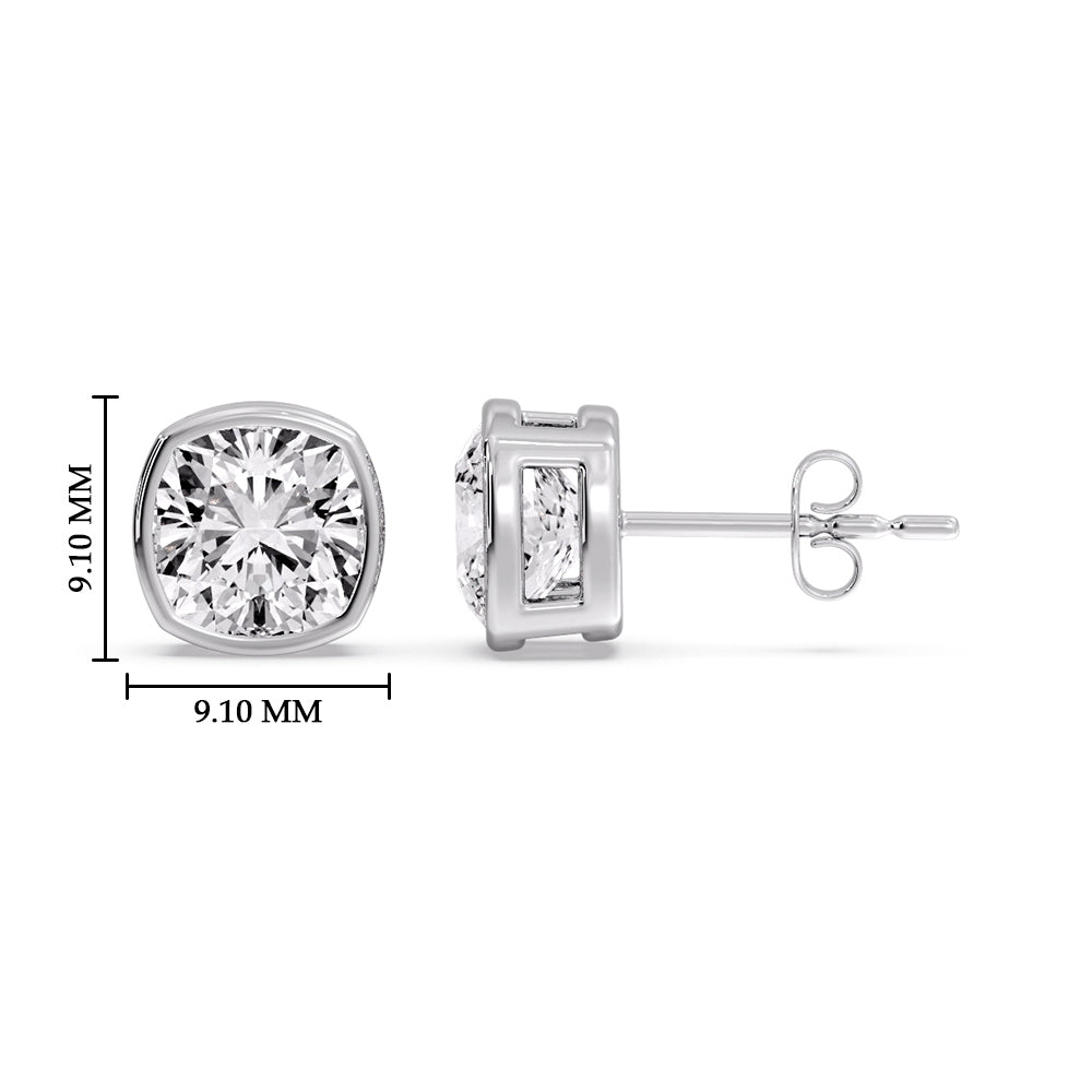 Bezel Set Cushion Diamond Stud Earrings Fascinating Diamonds