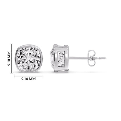 Bezel Set Cushion Diamond Stud Earrings Fascinating Diamonds