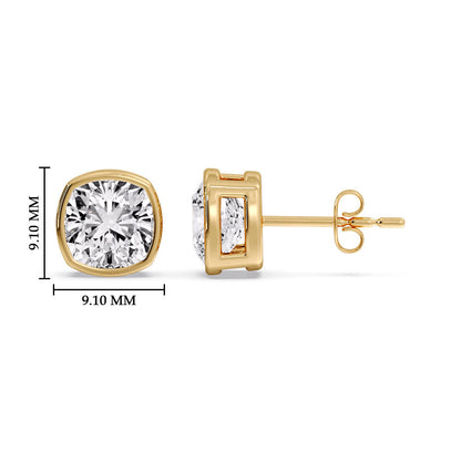 Bezel Set Cushion Diamond Stud Earrings Fascinating Diamonds