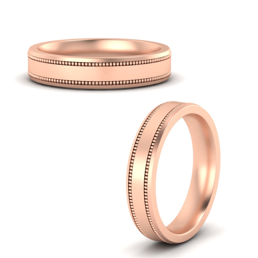 Mens Band Double Milgrain Fascinating Diamonds