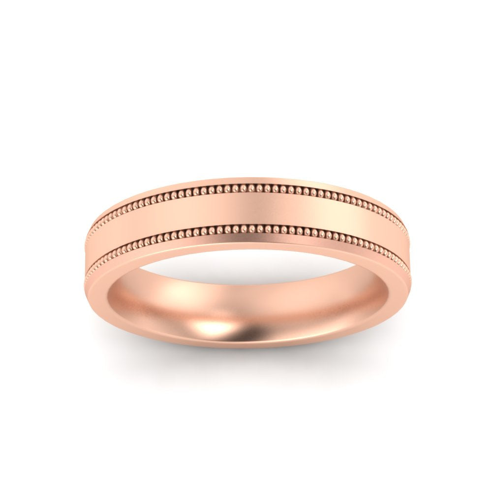 Mens Band Double Milgrain Fascinating Diamonds
