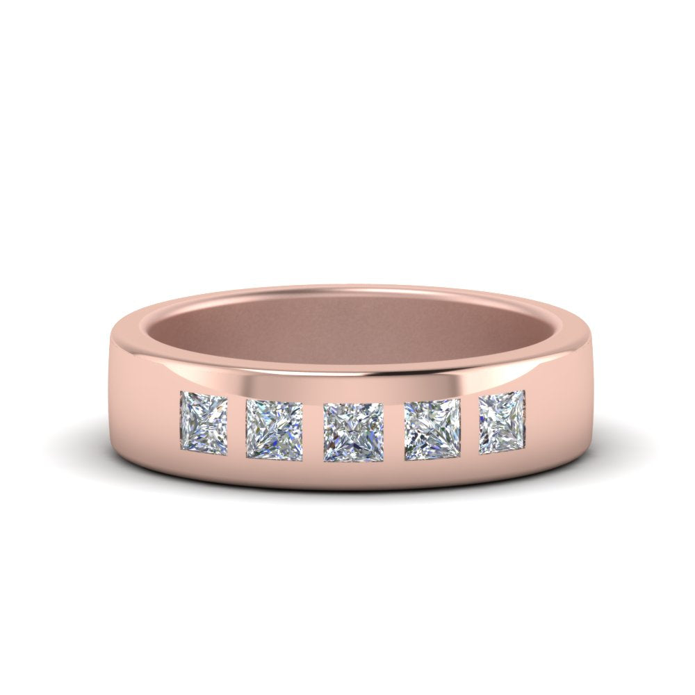 Flat Flush Set Mens Wedding Band Fascinating Diamonds