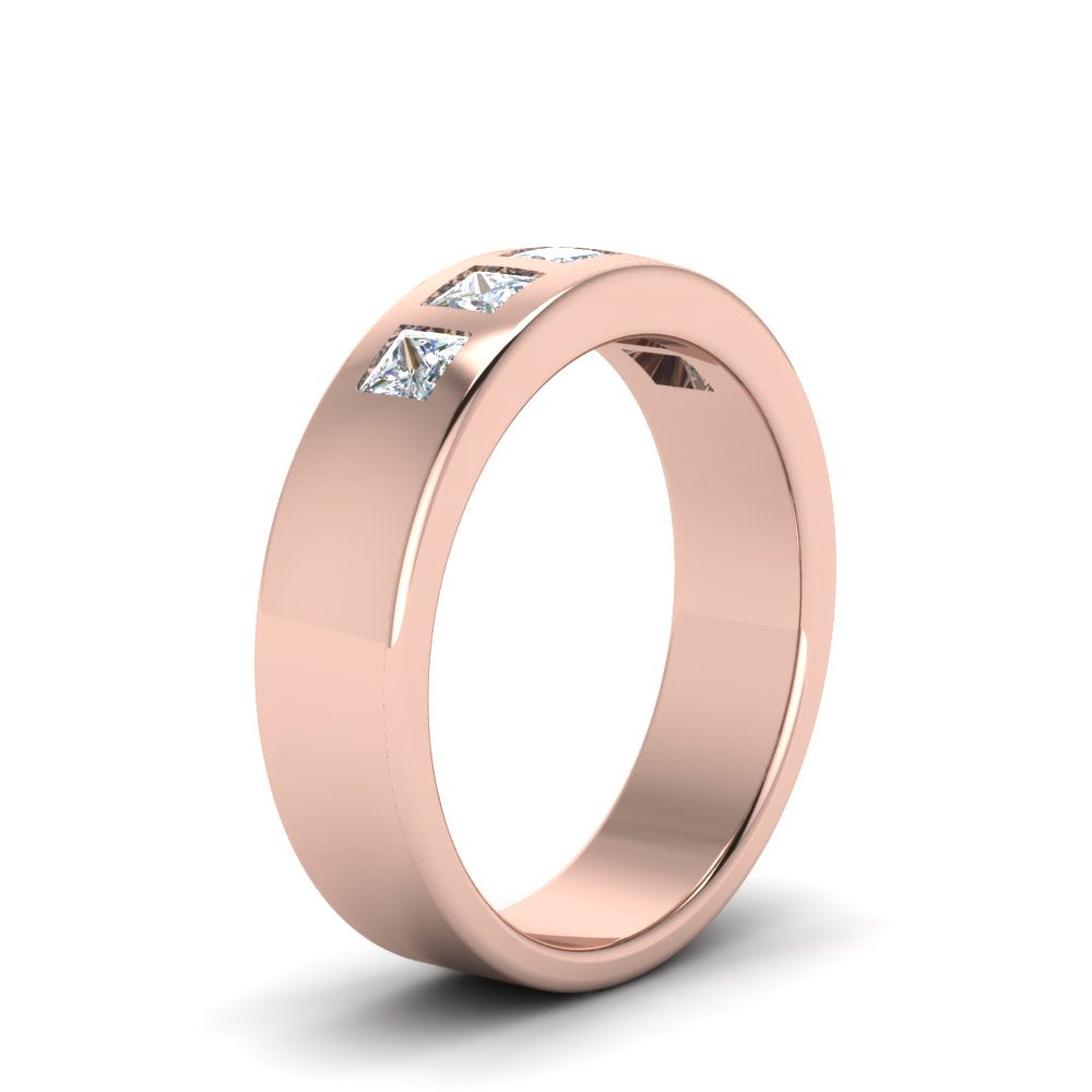 Flat Flush Set Mens Wedding Band Fascinating Diamonds