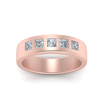 Flat Flush Set Mens Wedding Band Fascinating Diamonds