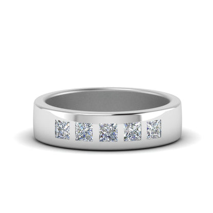 Flat Flush Set Mens Wedding Band Fascinating Diamonds