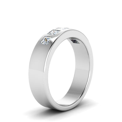 Flat Flush Set Mens Wedding Band Fascinating Diamonds