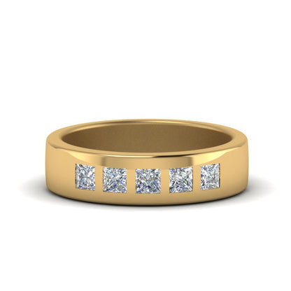 Flat Flush Set Mens Wedding Band Fascinating Diamonds