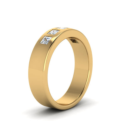 Flat Flush Set Mens Wedding Band Fascinating Diamonds