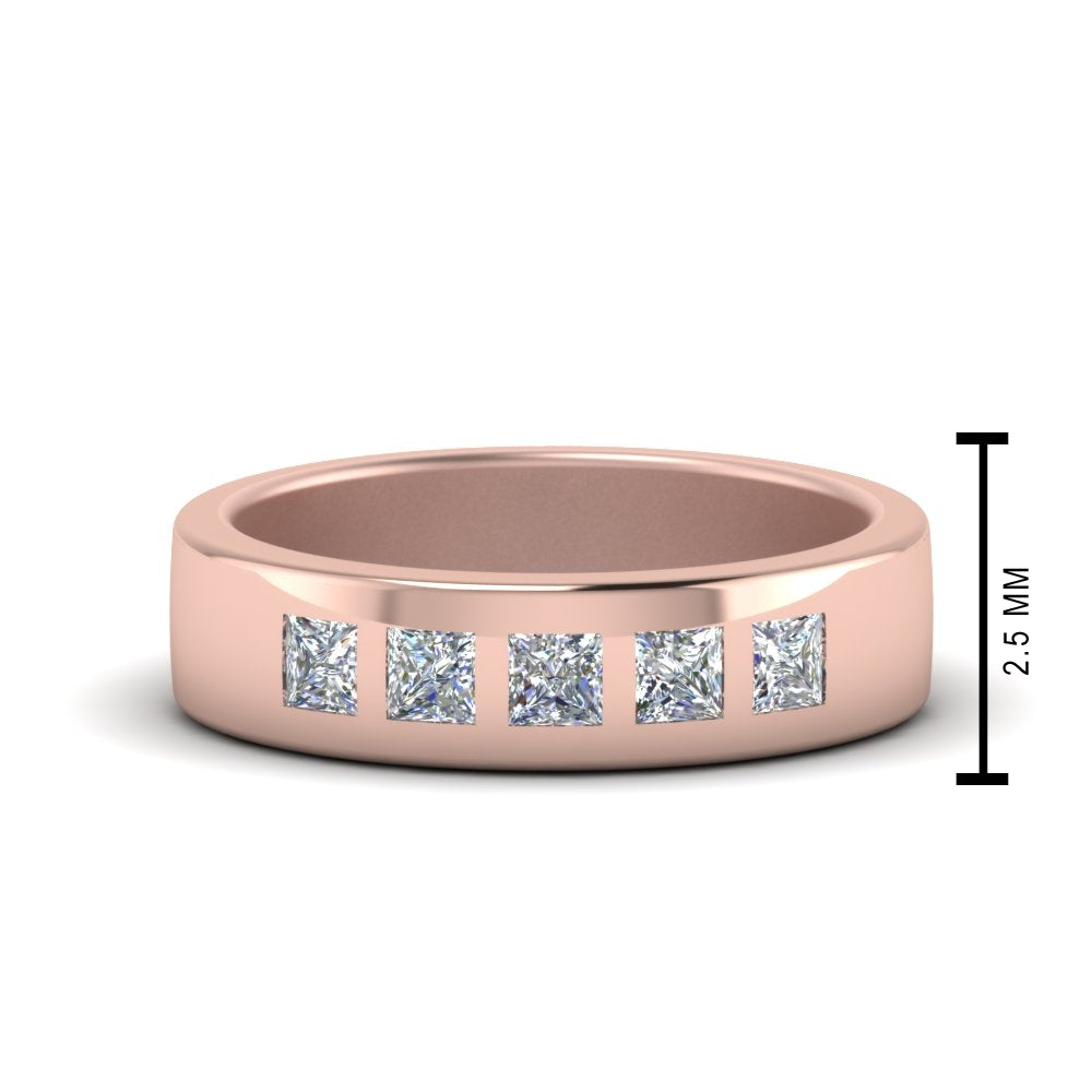 Flat Flush Set Mens Wedding Band Fascinating Diamonds
