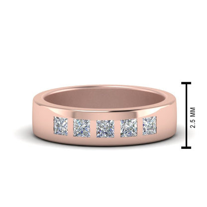 Flat Flush Set Mens Wedding Band Fascinating Diamonds