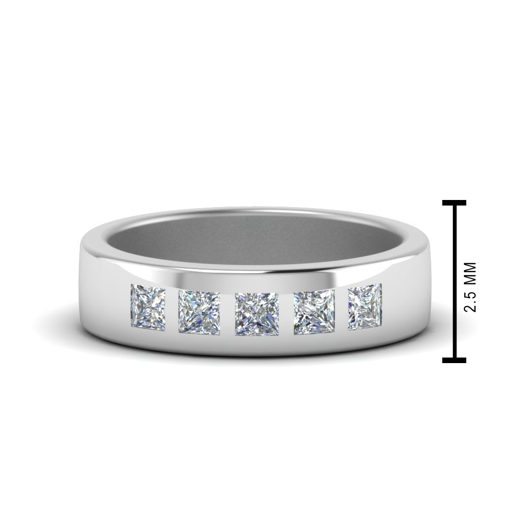 Flat Flush Set Mens Wedding Band Fascinating Diamonds