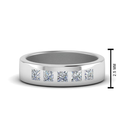 Flat Flush Set Mens Wedding Band Fascinating Diamonds