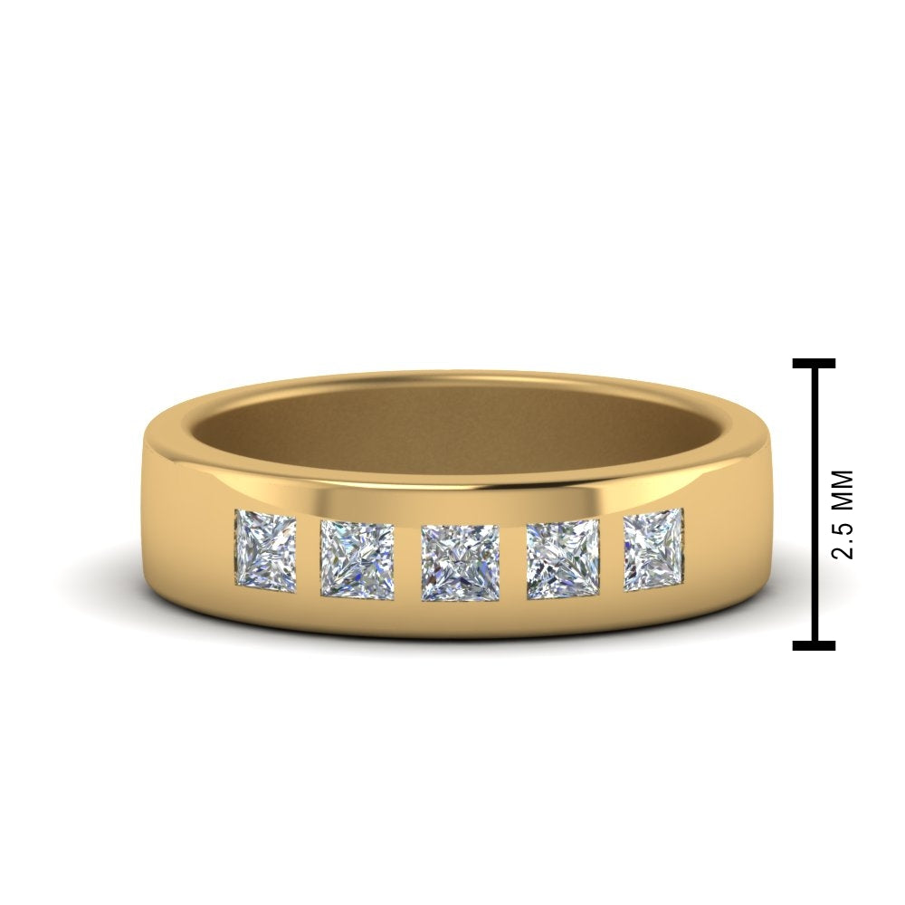 Flat Flush Set Mens Wedding Band Fascinating Diamonds