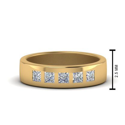 Flat Flush Set Mens Wedding Band Fascinating Diamonds