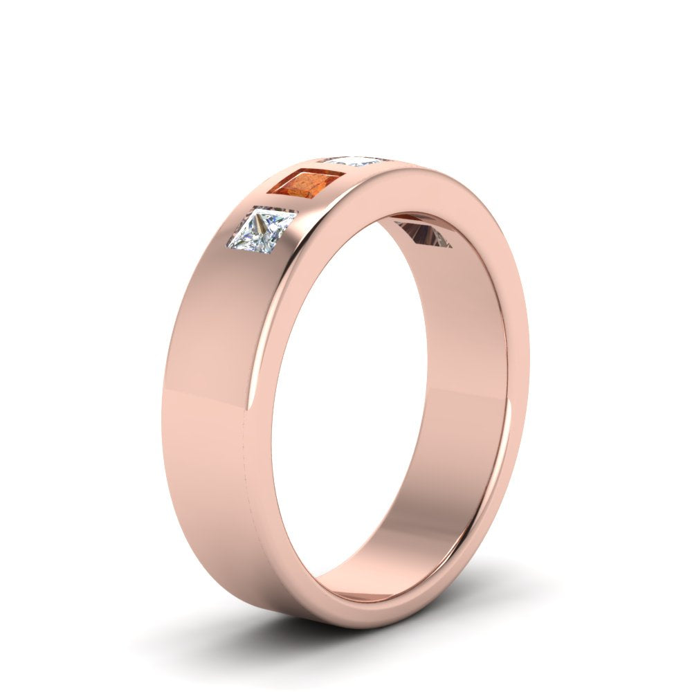 Flat Flush Set Mens Wedding Band Fascinating Diamonds