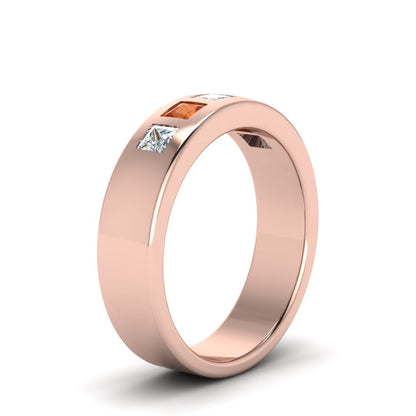 Flat Flush Set Mens Wedding Band Fascinating Diamonds