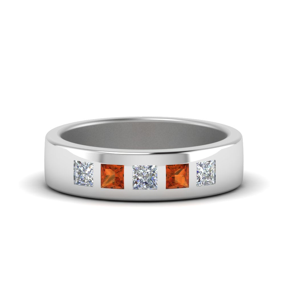 Flat Flush Set Mens Wedding Band Fascinating Diamonds