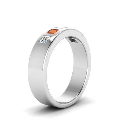 Flat Flush Set Mens Wedding Band Fascinating Diamonds